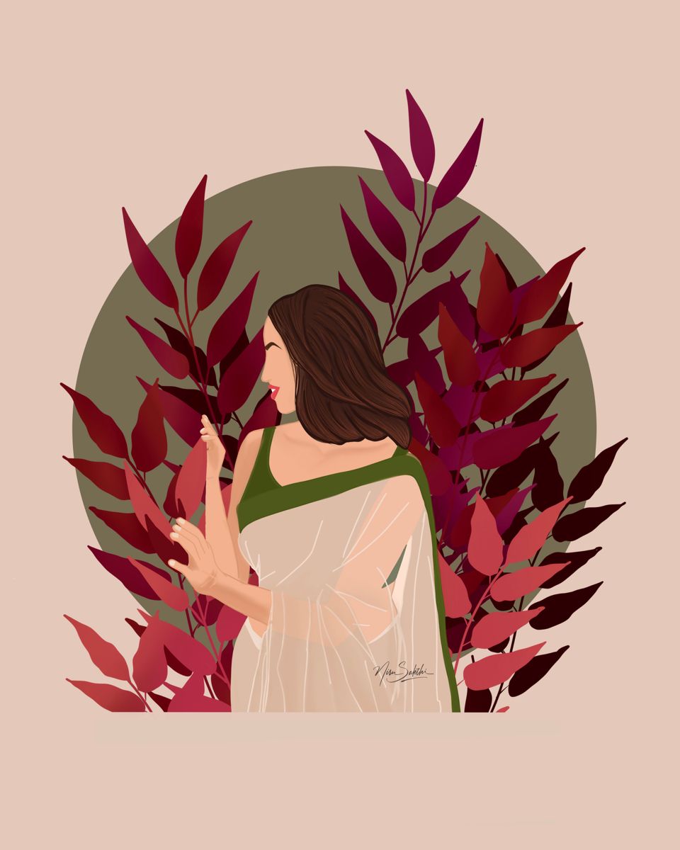 Woman In Saree Digital Illustration indian-goddess-parvathi-full-body-photo-stable-diffusion-online