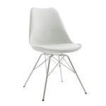 Chaise blanche pieds acier chromé Chaise Mobilier de