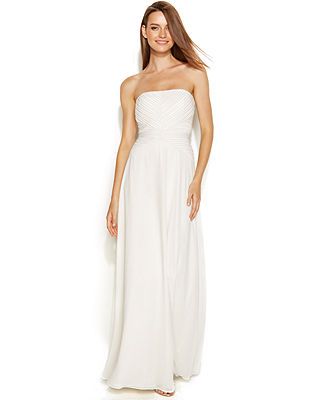Calvin Klein Strapless Pleated Bridal Gown | Bridal gowns, Gowns