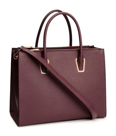 Handbag In Thick Grained Imitation Leather With Two Handles And A Handbag In Thick Grained Imitation Leather With Two Handles And A Detachable Shoulder Strap At Top One Large Compartment Compartments On Long Sides