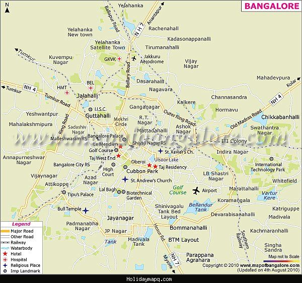 nice bangalore map tourist attractions