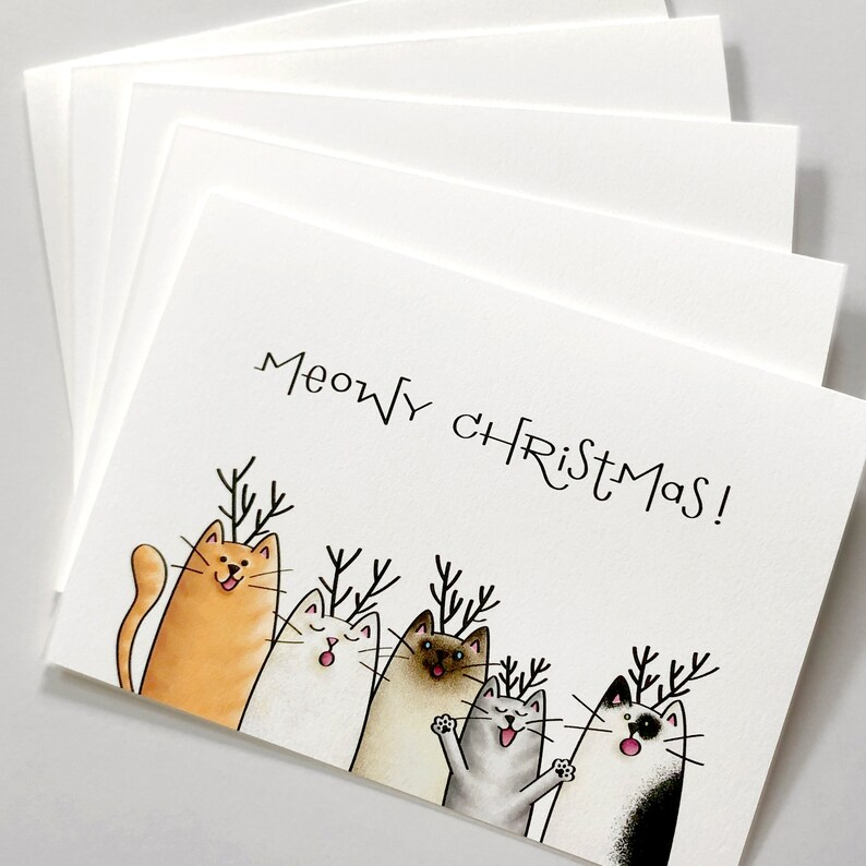 Meowy Christmas Card / Cat Christmas Cards / Cute Holiday | Etsy Meowy Christmas Card, Christmas Doodles, Christmas Card Crafts, Christmas Greeting Cards, Christmas Cats, Christmas Greetings, Christmas Envelope Art, Christmas Cards Online, Christmas Card Designs