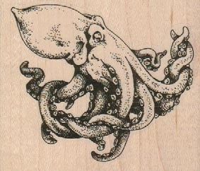 Octopus Squid rubber stamps Rubber stamp wood Octopus Octopus 19111 #rubberstamping