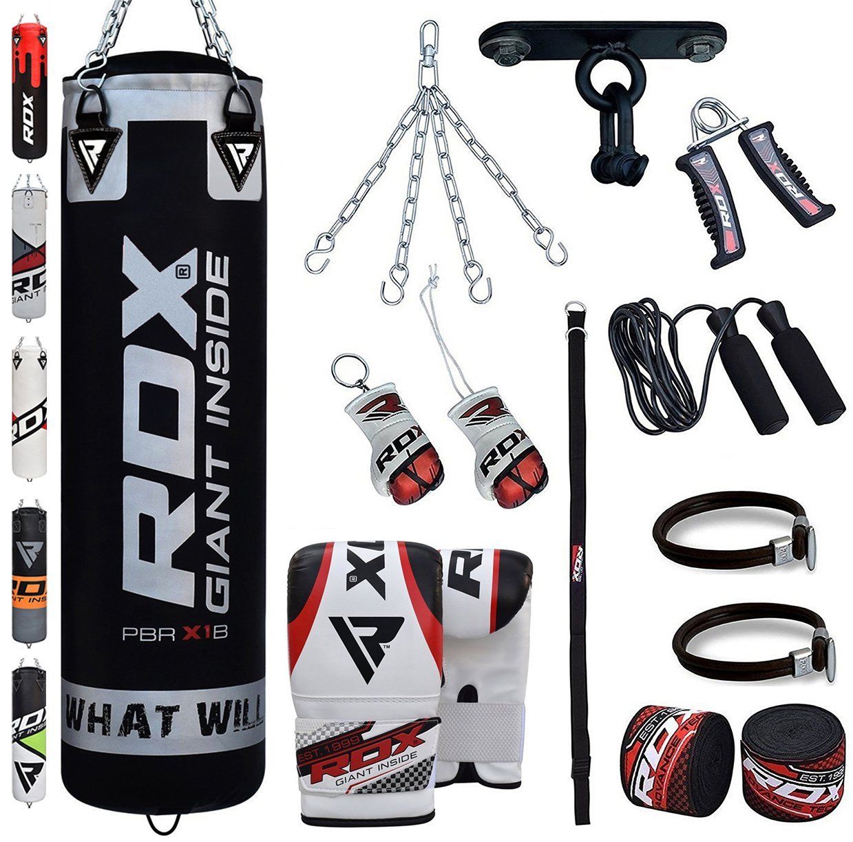 Punching Bag Filled Wall Bracket Boxing Training MMA Heavy Punch Gloves 14PC