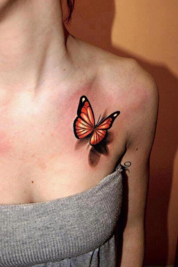 Abstract Style Colored Chest Tattoo Of Big Butterfly Chest Tattoo Tattoos Abstract Tattoo Designs