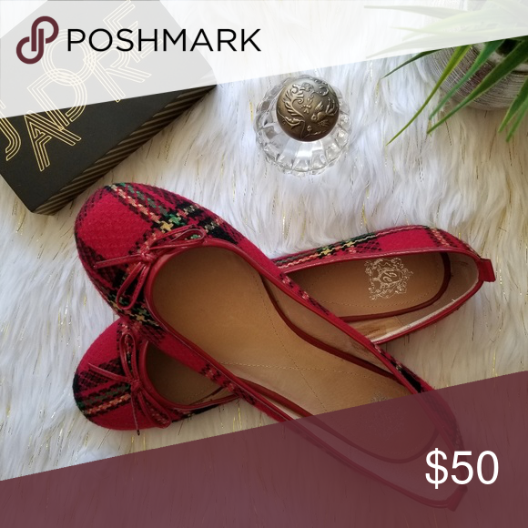 red tartan flats