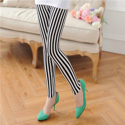 Vertical Stripes Leggings Pants NA01 #stripedleggings