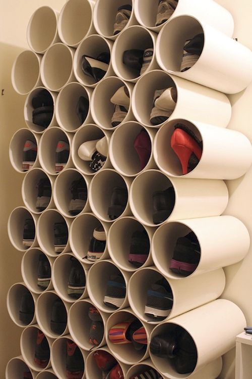 Inspiração do Dia #53 | Shoe Storage Solutions, Diy Shoe Storage, Diy Shoe Rack, Shoe Racks, Storage Rack, Yarn Storage, Clothes Storage, Shoe Storage Ideas For Small Spaces, Creative Storage