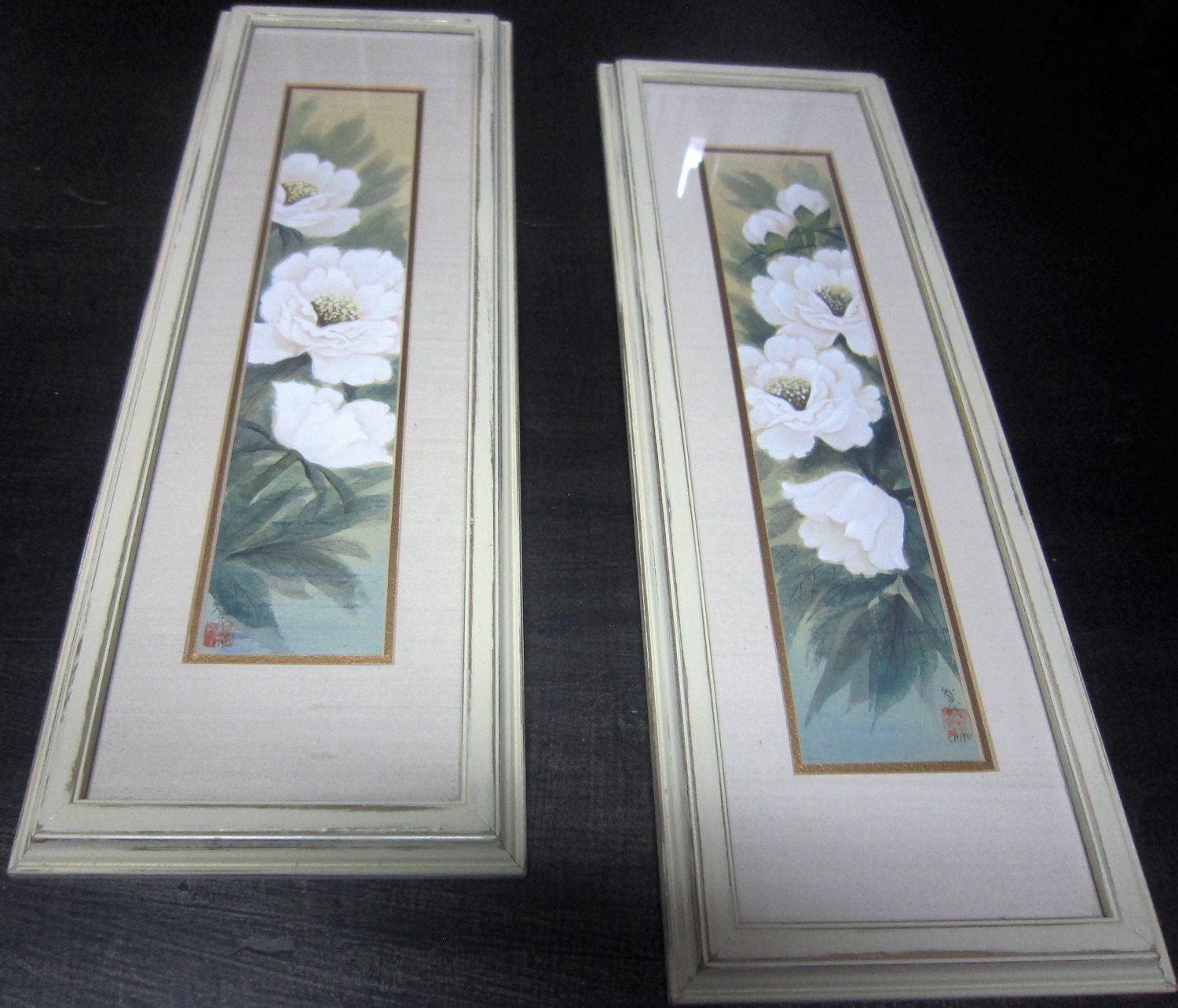 Reduced** Vintage Framed Floral Art, Antique White Framed Art, Floral Reduced** Vintage Framed Floral Art, Antique White Framed Art, Floral