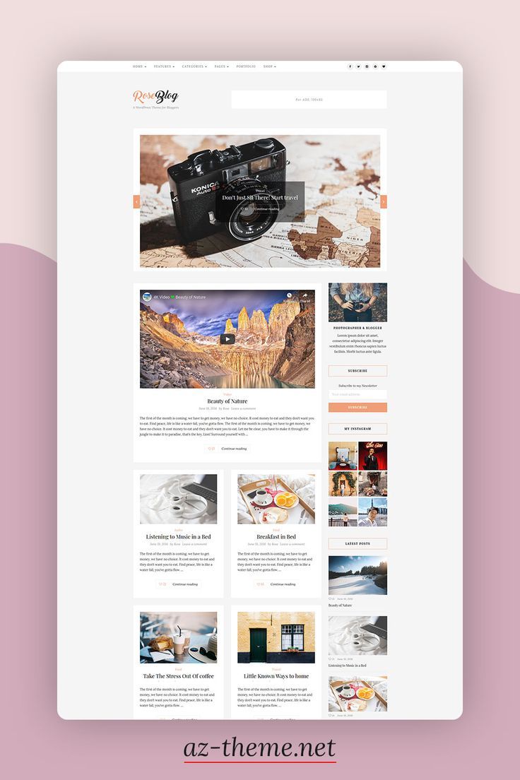 ROSE is a clean and minimal Wordpress Blog Theme. Fully responsive design displays beautifully across desktop, mobile and all devices. Easy installation allows you to start post blogs immediately after the activation. Theme supported Customizer which allows you to customize and change design of your blog. Perfect choice for your personal blog, corporate blog, marketing blog, authority blog or any type of creative blog. Woocommerce Wordpress Themes, Wordpress Theme Responsive, Premium Wordpress Themes, Responsive Design, Website Template Design, Wordpress Website Design, Wordpress Theme Design, Blog Layout, Web Layout Design