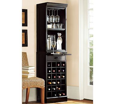 Modular Wine Grid Cabinet Bar Tower Black For The Home Corner Modular Bar With Wine Grid Tower Potterybarn