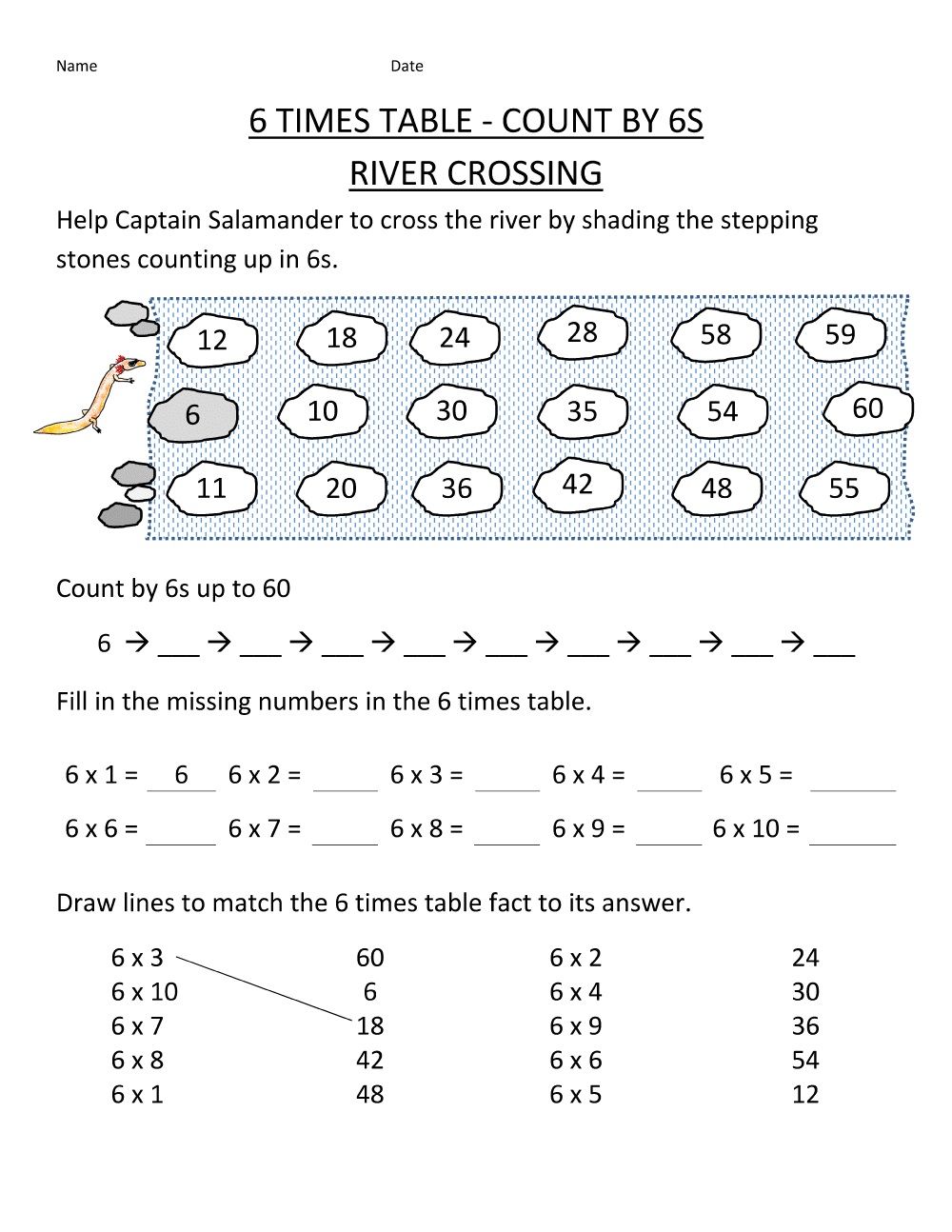 6 Times Table Worksheets Printable Times tables