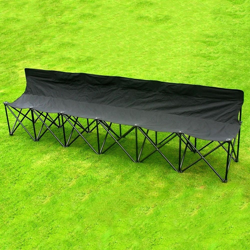 4 Seats Folding Portable Bench Sports Football Rugby Spectators Chair Black