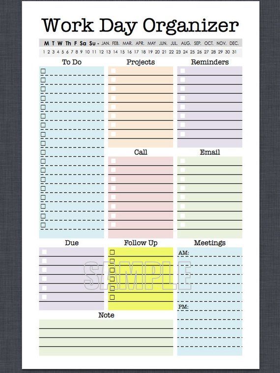 mini work organizer half letter size printable planner page day planner organizer