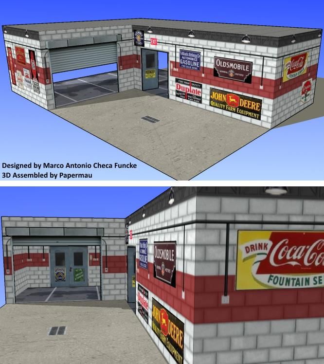 Three Easy-To-Build Miniature Papercraft Garages For 1/64 Scale by Marco Antonio Checa Funcke