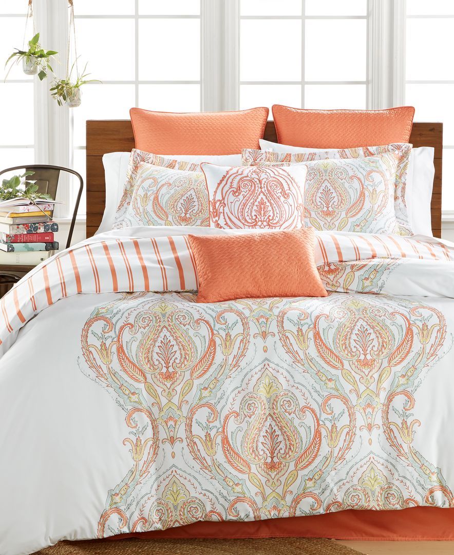 Jordanna Coral 8 Pc Queen Comforter Set Bed In A Bag Bed Bath Macy S Comforter Sets Coral Comforter Set Coral Comforter