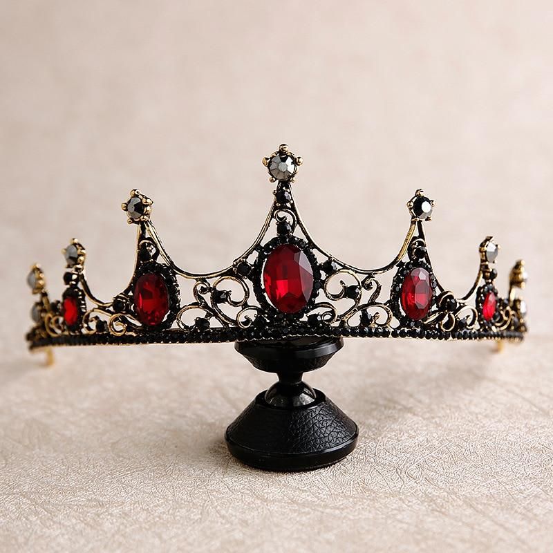 New Baroque Retro Black Crystal Tiaras Crowns Princess Queen Pageant Prom Rhinestone Veil Tiara