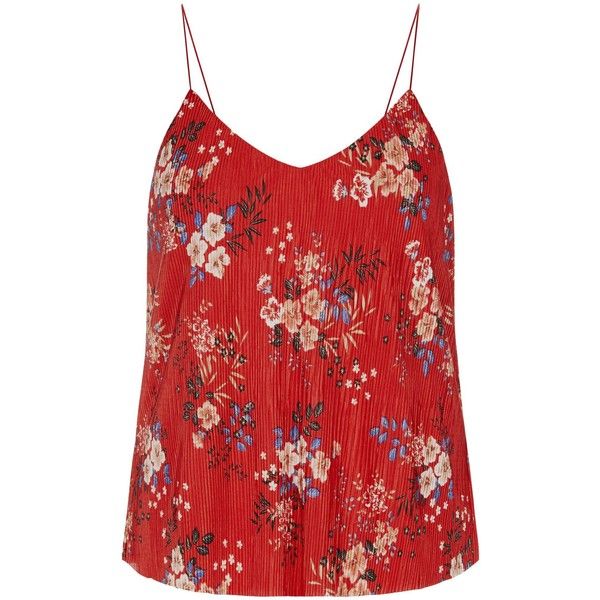 red floral print pleated cami top 75 brl liked on polyvore