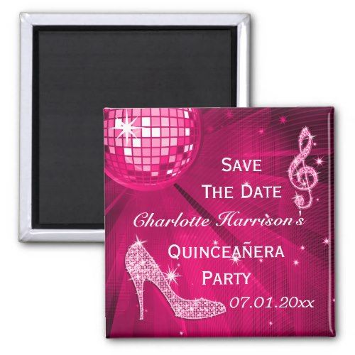 sparkly stiletto heel quinceañera save the date magnet in 2018
