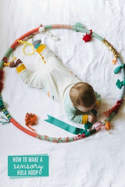 How to make a sensory hula hoop for baby--awesome DIY baby gift idea! #sensorythings