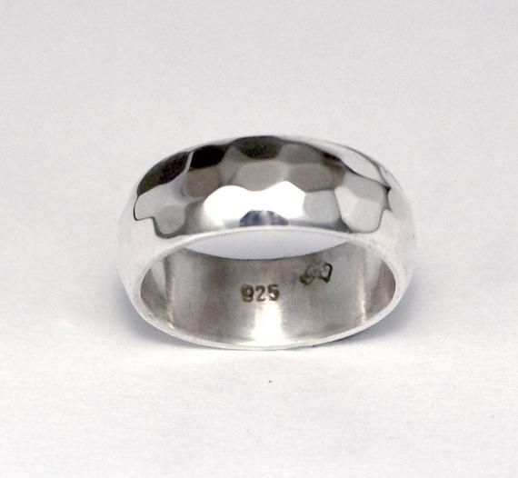 Silver Hammered Wedding Ring Silver Hammered Wedding Ring
