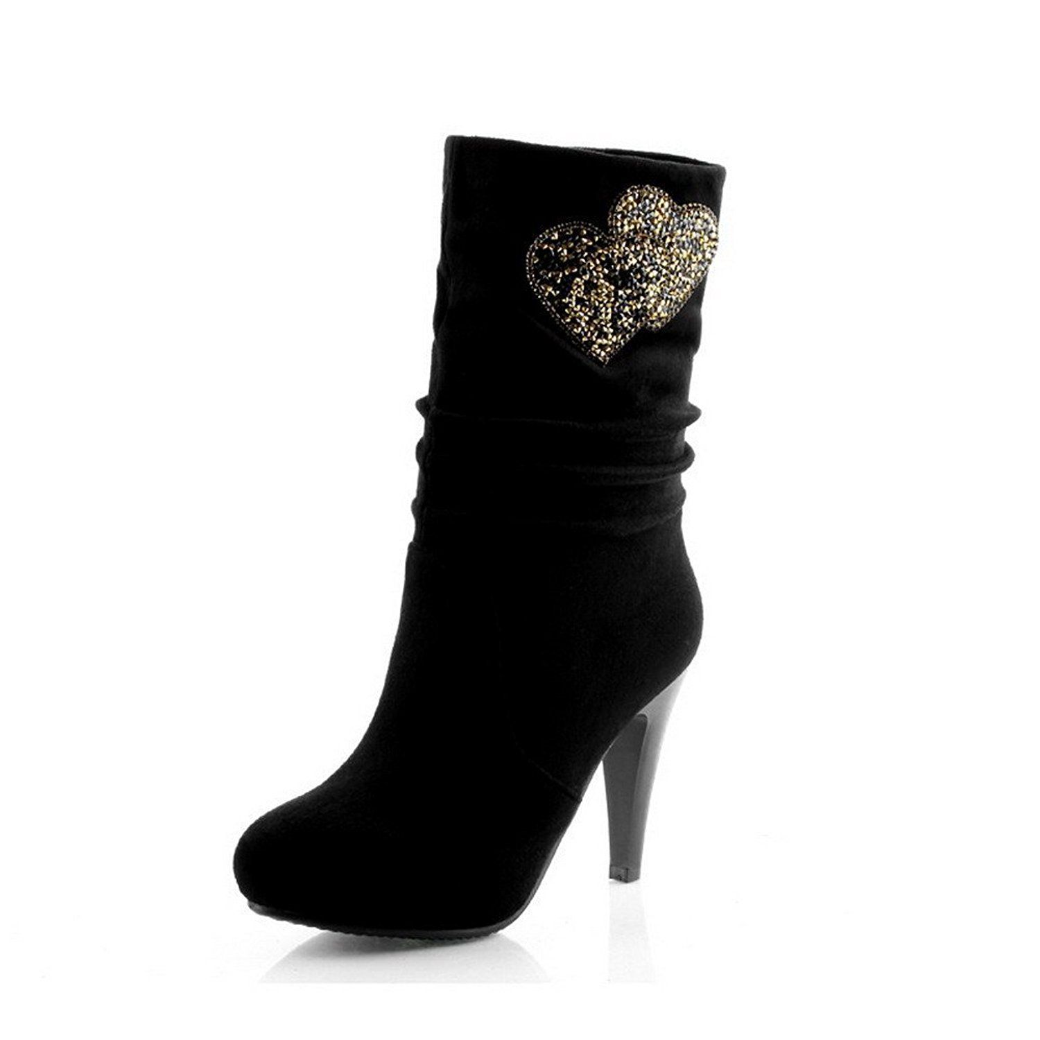 VogueZone009 Womens Solid PU Boots with Platform VogueZone009 Womens Solid PU Boots with Platform