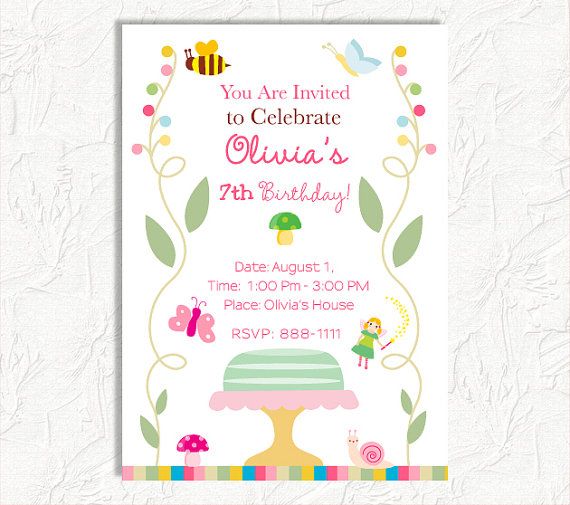 magical garden birthday invitation digital diy printable fairy cake garden birthday invitations