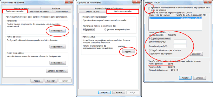 Cambiar La Memoria Virtual Y El Archivo De Paginación En Windows 7 Memoria Virtual Y Archivo De Paginación En Windows 7 Memoria Virtual Memoria Windows