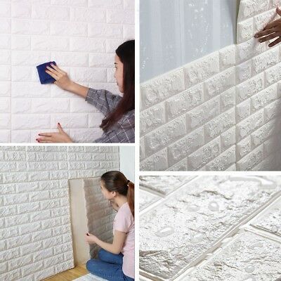 10pcs 3D Tile Brick Wall Stickers Self-adhesive Waterproof Foam Panel Wallpaper