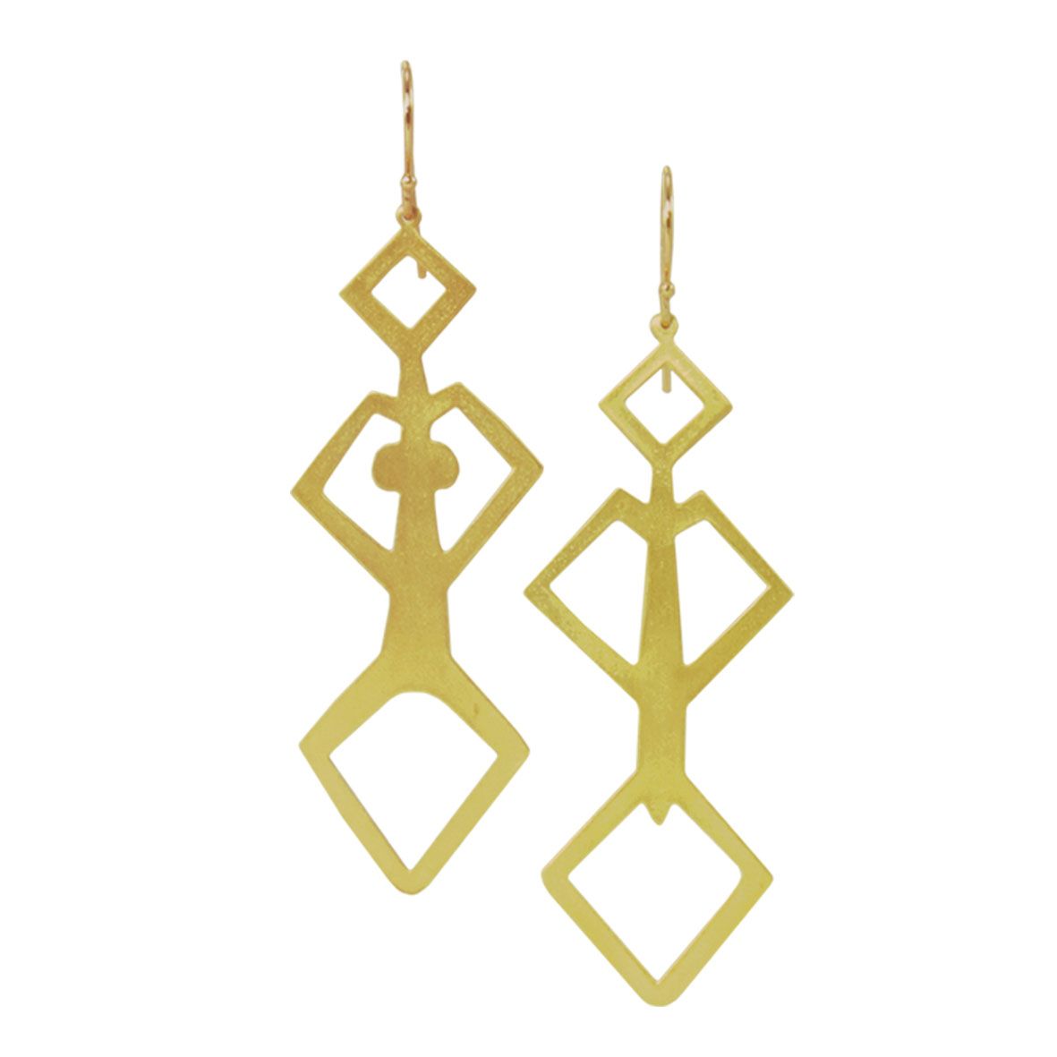 Adam and Eve earrings represent the primitive couple, the symbol of man and woman, boy and girl. The piece is inspired by African patterns and made into a geometric minimal non symmetrical piece. Adam N Eve, Perfect Couple, Perfect Match, Primitive Design, Jewelry Box, Unique Jewelry, African Culture, Goldplated, Hippie Style