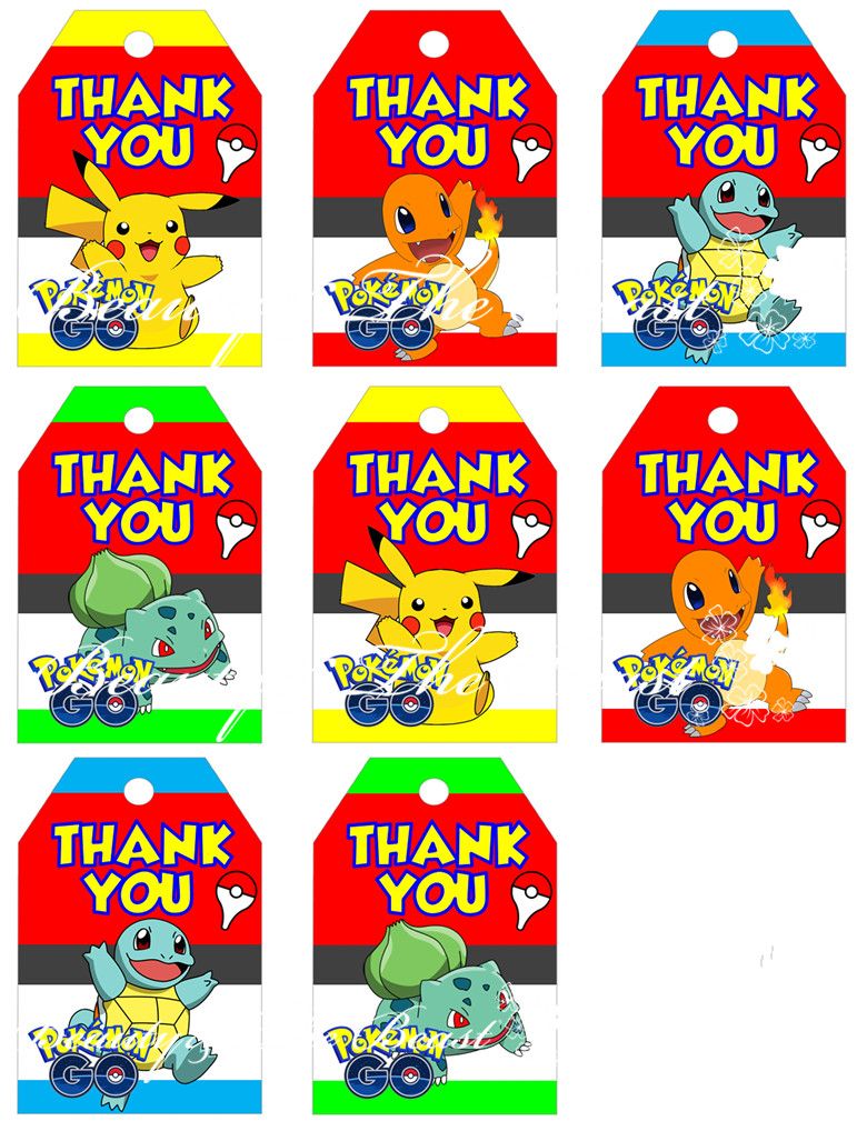 Birthday Goody Bag Stickers Party Thank You 24 Personalised Pikachu
