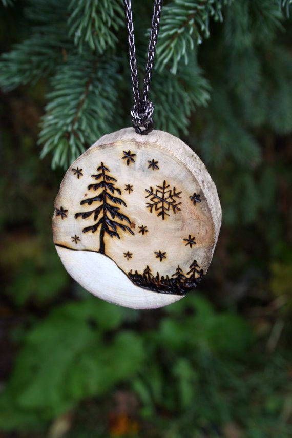 Snowflake Ornaments - Set of 5 - Wood burning on Birch | Christmas ...