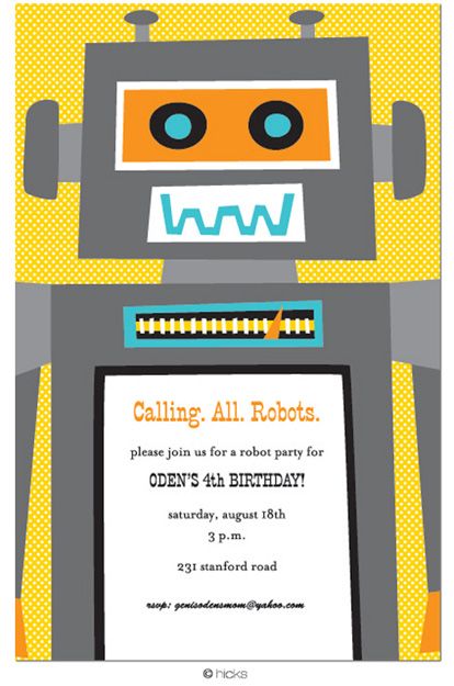 robot invitation sams party ideas party invitations party robot invitation