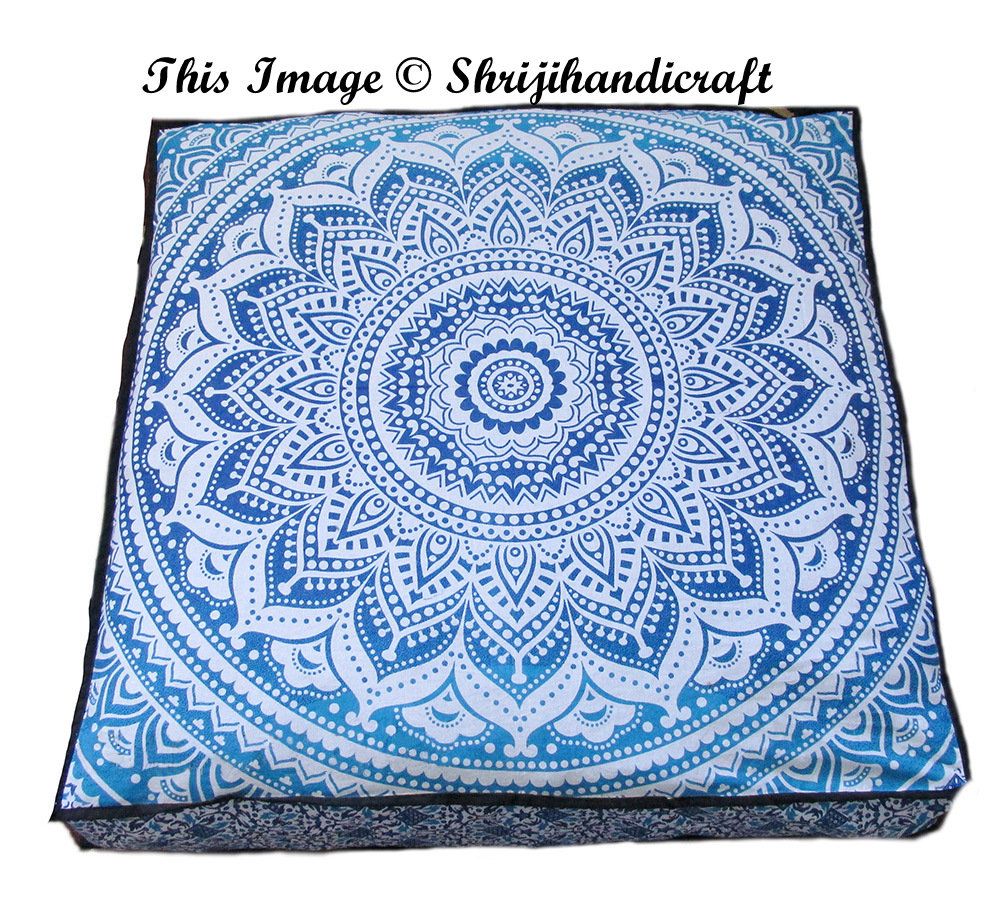 Indian Elephant Mandala Floor Pillow Round Hippie Meditation Cushion Cover Star