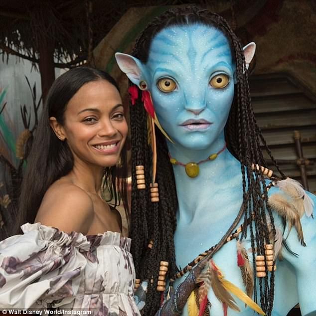 Zoe Saldana dons trendy cold-shoulder dress in Disney's Animal ...