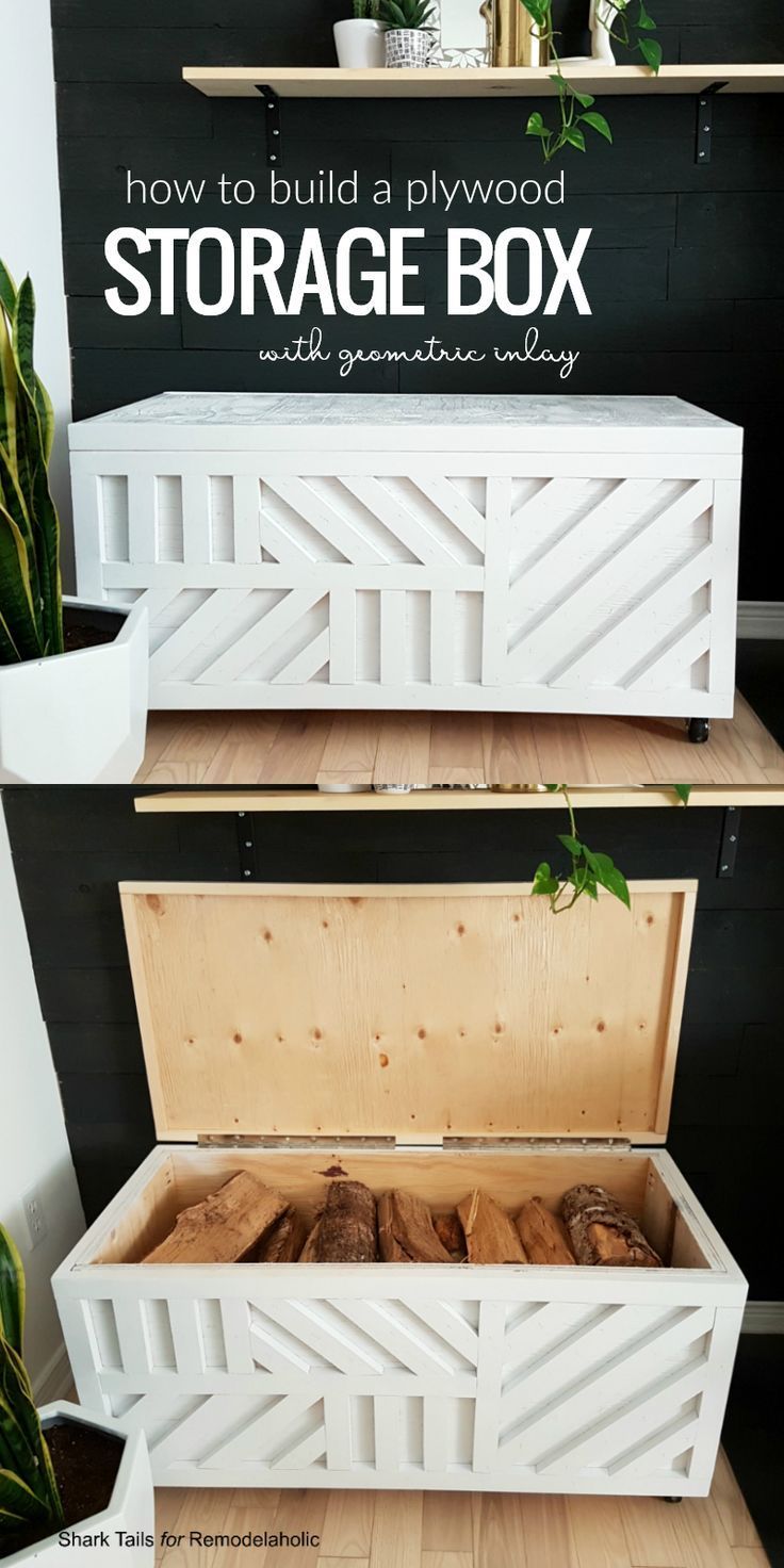 Einfache Sperrholz-Aufbewahrungsbox mit geometrischem Inlay