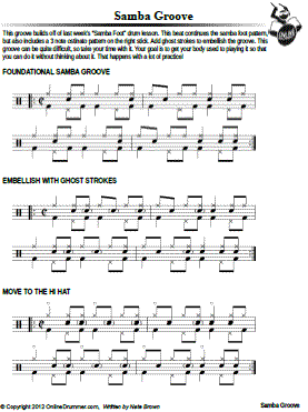 Samba Groove - Sheet Music | OnlineDrummer.com | Drum sheet music ...