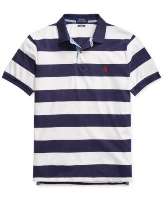 Mens Stripe Pattern Contrast Color Short Sleeve Leisure and Fashion Polo Shirt