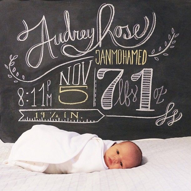 chalkboard baby announcements