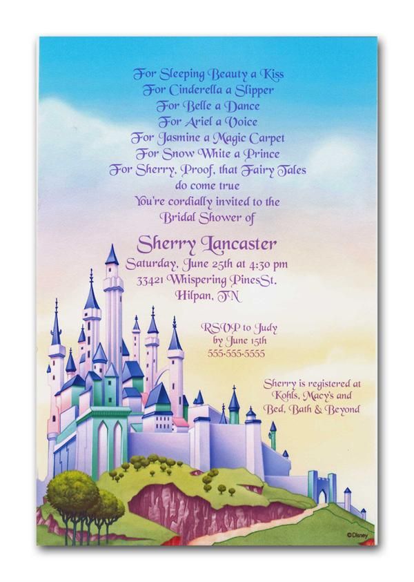enchanted castle bridal shower invitation disney weddings bridal snow white invitation wording