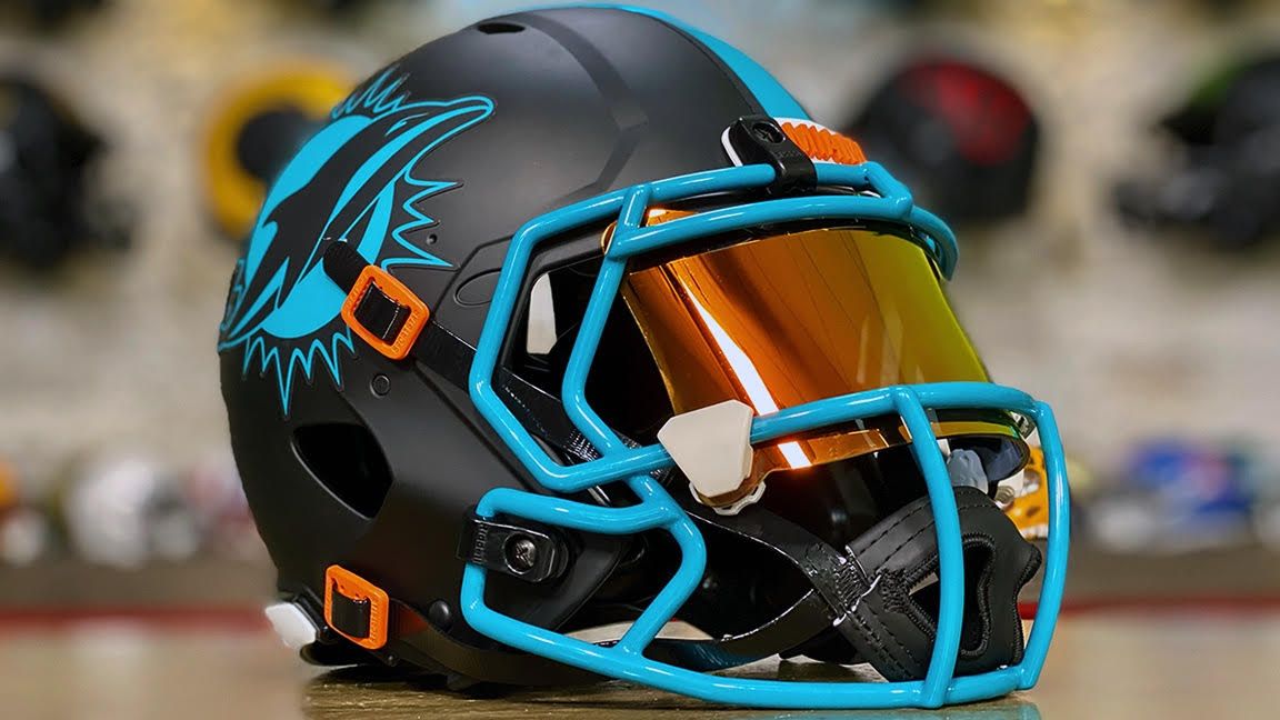 Miami Dolphins Eclipse Speed Gets An Upgrade New Nfl Helmets Football Helmets Custom Football