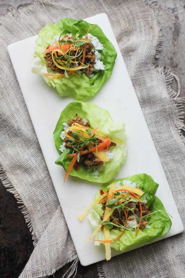 Vegetarian Asian Lettuce Wraps Recipe from Oh My Veggies!