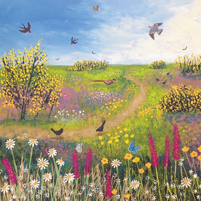 Ready Framed Canvas 40x40cm Jo Grundy Midsummer Meadow