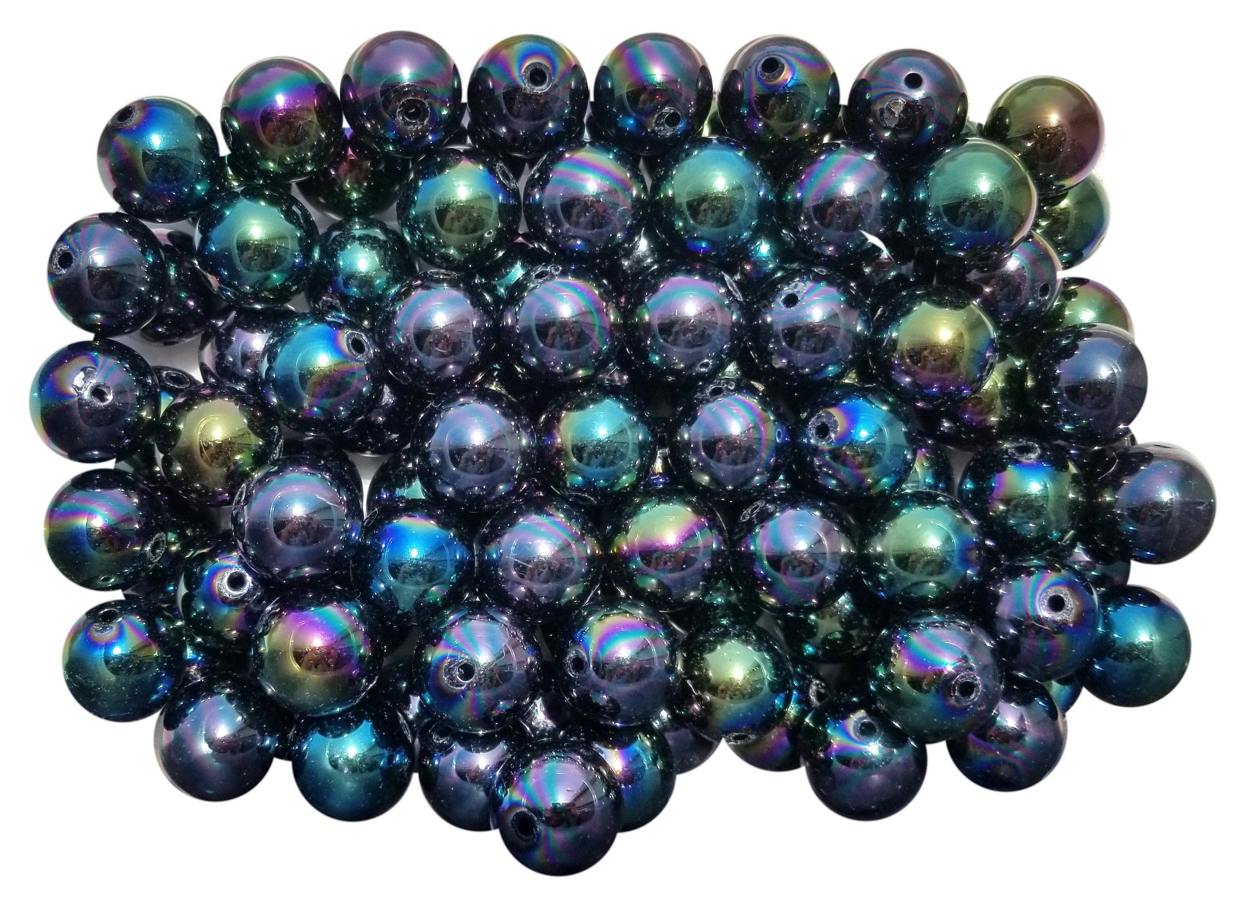 10 Blue 20mm bubblegum bead acrylic AB