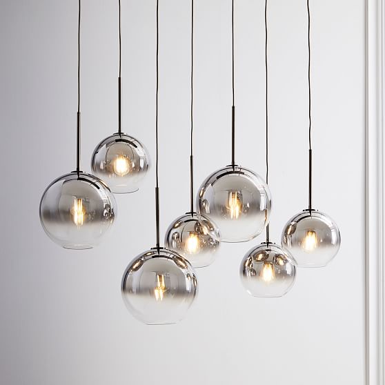 Tinted Mixed Glass Geo 7 Light Chandelier Tinted Mixed Glass Geo 7 Light Chandelier