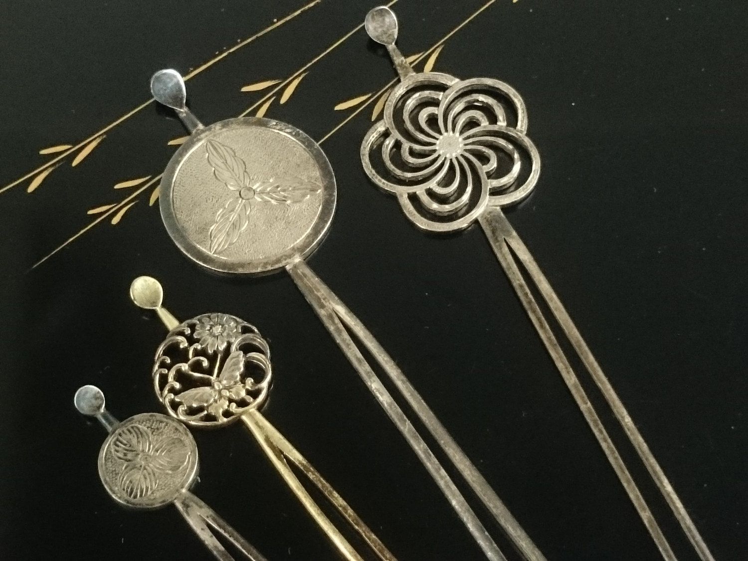 Japanese Vintage Kanzashi Hair Clip Kanzashi Hair Stick kanzashi hair accessories Vintage Comb Japanese Kushi Bekko Japanese Kanzashi
