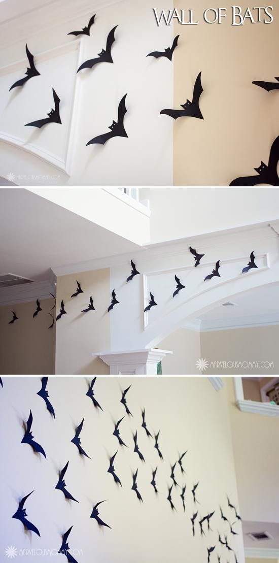 Diy Wall Of Bats Holiday Bat Decorations Diy Wall Of Bats