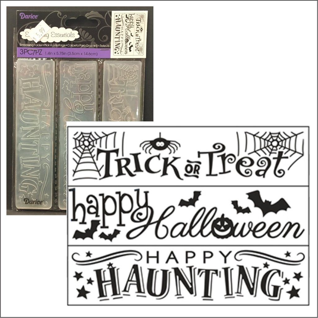 Darice Embossing Folder Borders Set Phrases 1.5 X 5.75 Inches