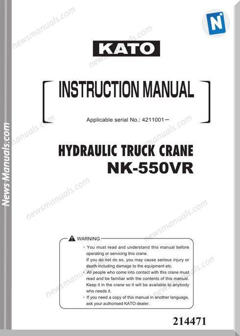 Kato Nk550vr Hydraulic Truck Crane Instruction Manual