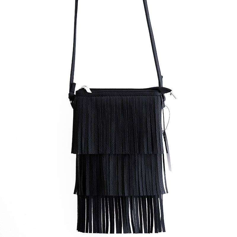 Women/'s Small Shoulder Messenger Handbag// Ladies Tassle Zip Cross-body Bag Purse